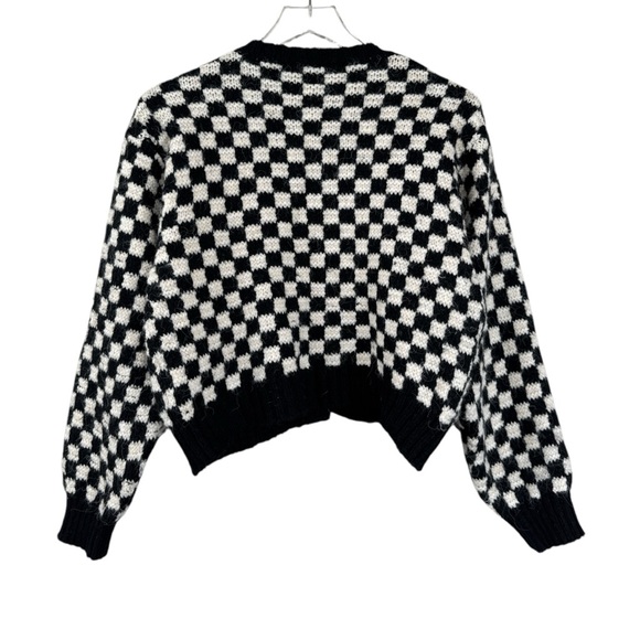 Zara Checkerboard Cropped Cardigan Size Small - Picture 2 of 4